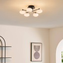 Dimmable black and white ceiling light with 5 globes - Vittoria