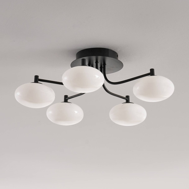 Dimmable black and white ceiling light with 5...