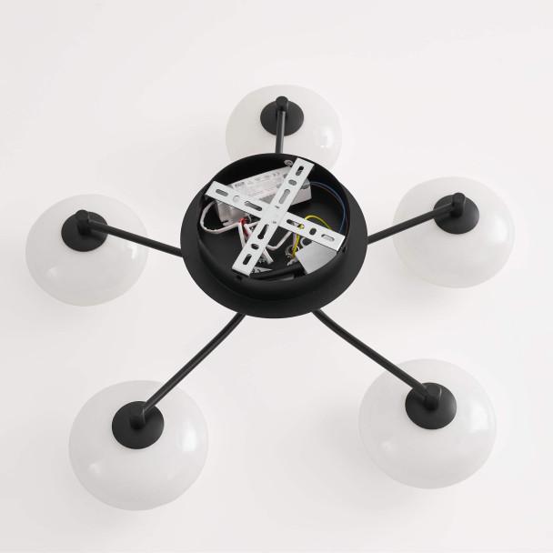 Dimmable black and white ceiling light with 5...