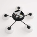 Dimmable black and white ceiling light with 5 globes - Vittoria