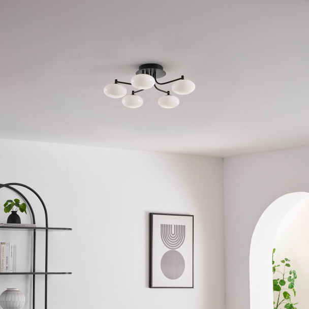 Dimmable black and white ceiling light with 5...