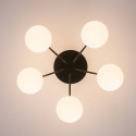 Dimmable black and white ceiling light with 5 globes - Vittoria