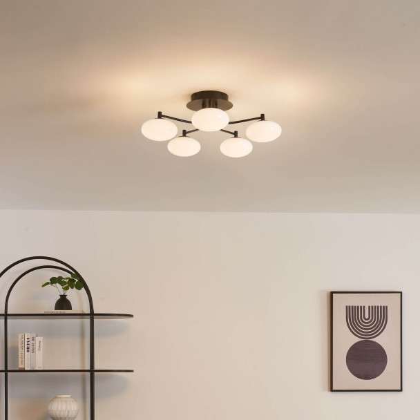 Dimmable black and white ceiling light with 5...