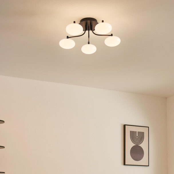Dimmable black and white ceiling light with 5...