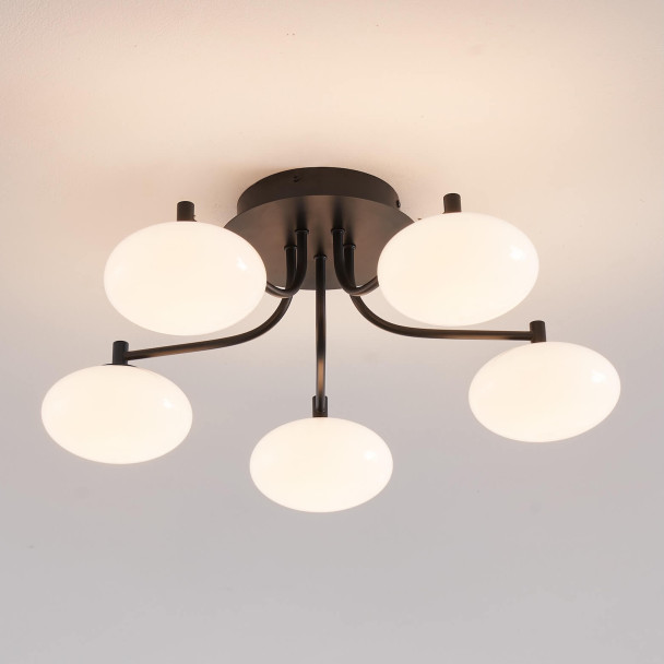 Dimmable black and white ceiling light with 5...