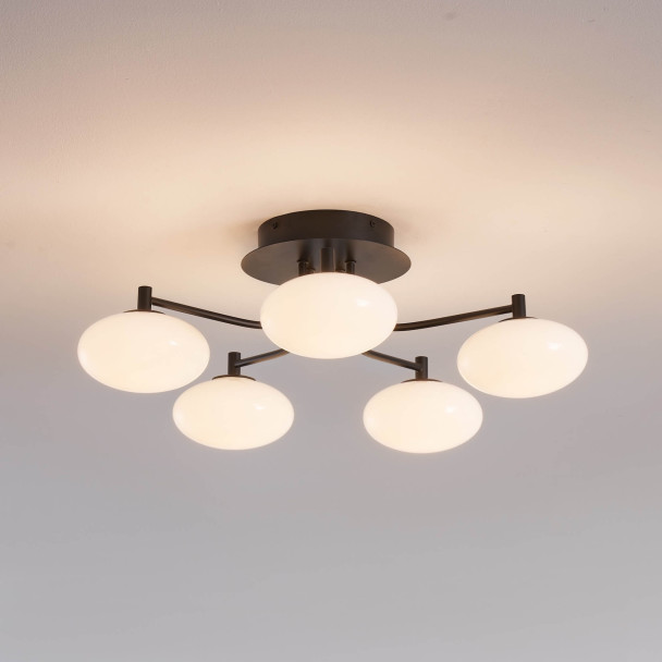 Dimmable black and white ceiling light with 5...