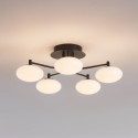 Dimmable black and white ceiling light with 5 globes - Vittoria
