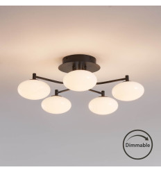 Dimmable black and white ceiling light with 5 globes -... 2