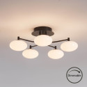 Dimmable black and white ceiling light with 5 globes - Vittoria