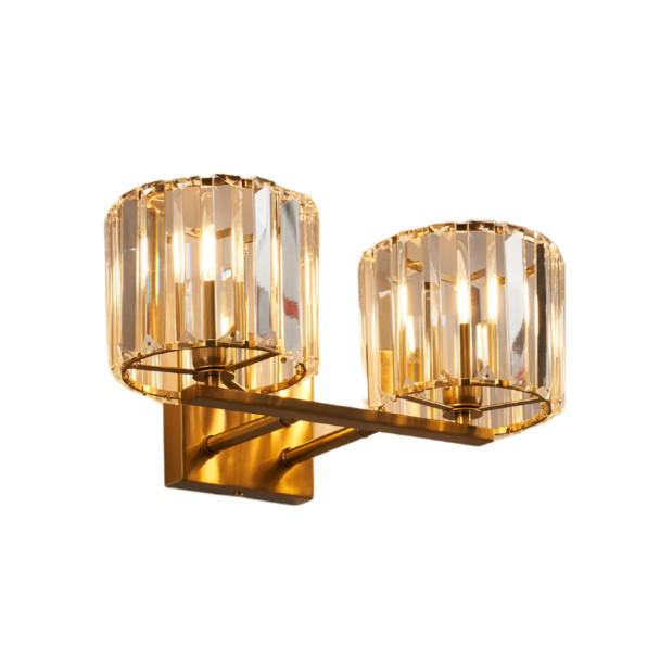 Luxury gold crystal wall light with double beam...