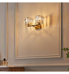 Luxury gold crystal wall light with double beam - Orivania