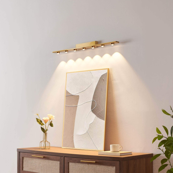 Gold linear LED wall light 70 cm - Vasilka