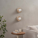 Round travertine wall light with white glass - Milenka