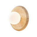 Round travertine wall light with white glass - Milenka