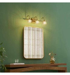 Long gold vintage wall light with triple frosted glass -... 2