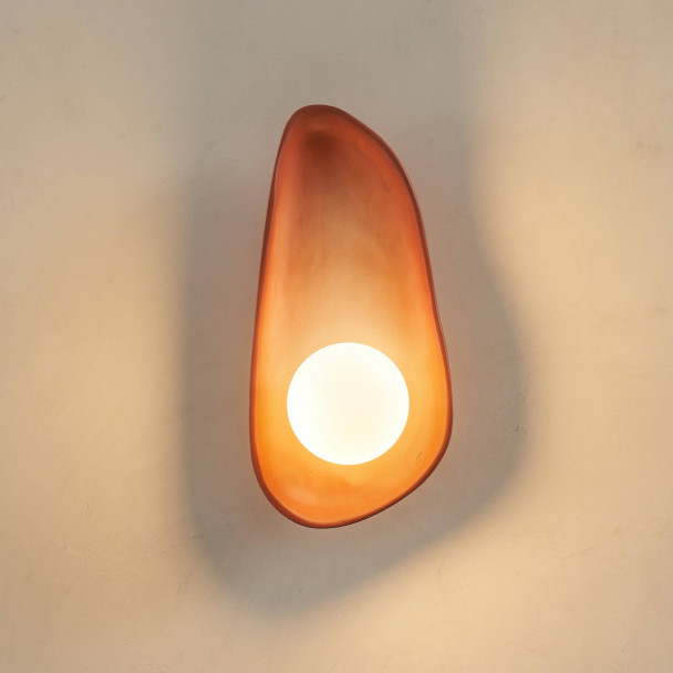 Brown pebble ceramic wall light with white...
