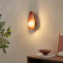 Brown pebble ceramic wall light with white glass - Eterna
