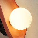 Brown pebble ceramic wall light with white glass - Eterna