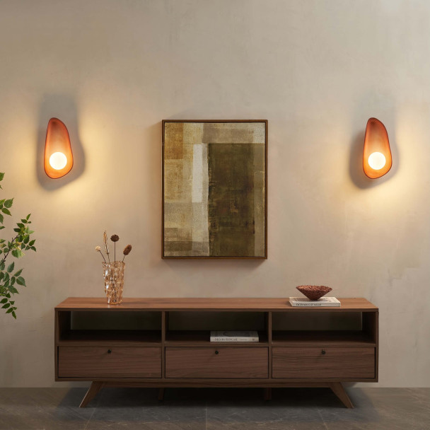 Brown pebble ceramic wall light with white...