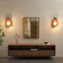 Brown pebble ceramic wall light with white glass - Eterna
