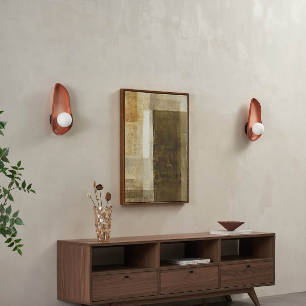 Brown pebble ceramic wall light with white...