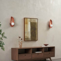 Brown pebble ceramic wall light with white glass - Eterna