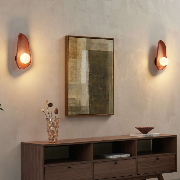 Brown pebble ceramic wall light with white...