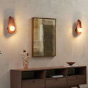 Brown pebble ceramic wall light with white glass - Eterna