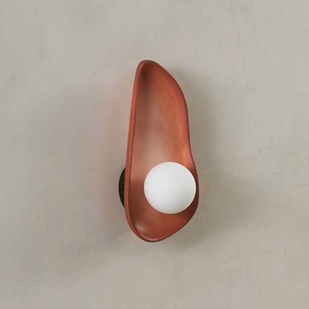 Brown pebble ceramic wall light with white...