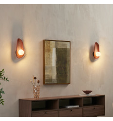Brown pebble ceramic wall light with white glass - Eterna 2