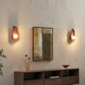 Brown pebble ceramic wall light with white glass - Eterna