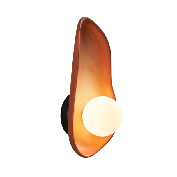 Brown pebble ceramic wall light with white...