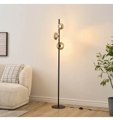 Ultra-modern dimmable LED floor lamp in black and smoked...