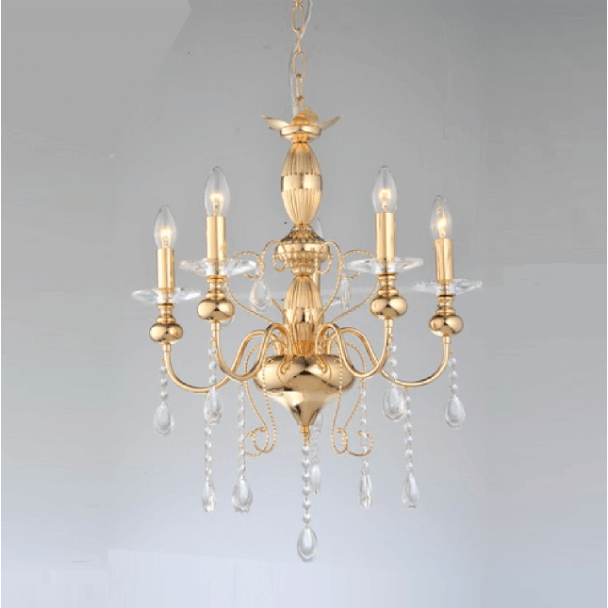 Chandelier - 5 Light gold classical crystal with Pendant