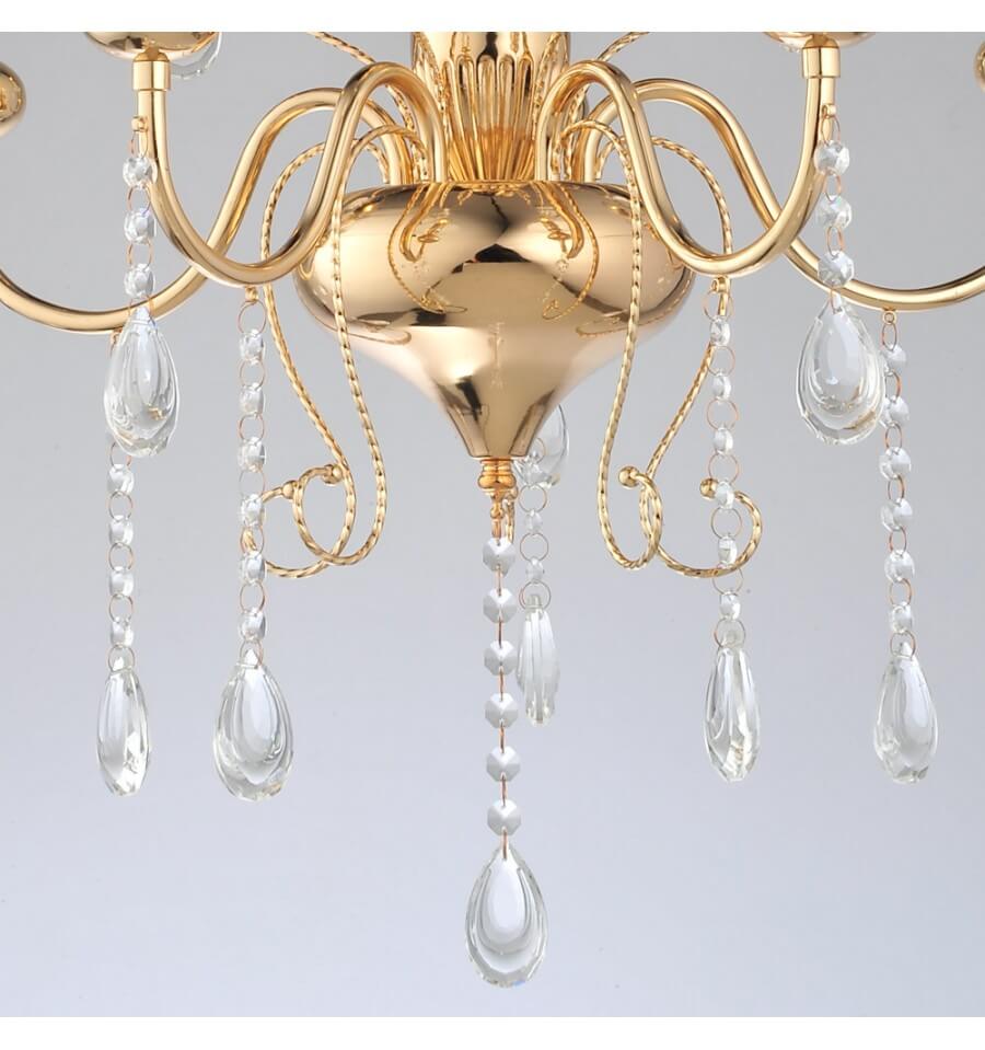 Chandelier - 5 Light gold classical crystal with Pendant